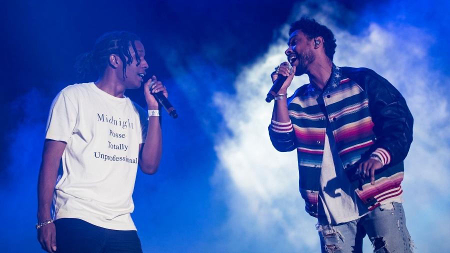 22.abr.2016 - A$AP Rocky (esq.) e Miguel no festival Coachella - Divulgação