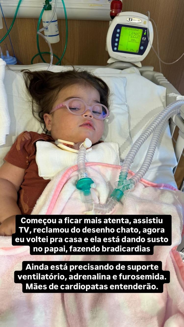 Maria Guilhermina, filha de Leticia e Juliano Cazarré, está internada desde o dia 26 de dezembro