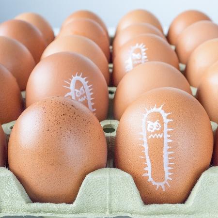Ovos com desenho representando salmonela - photohampster/IStock