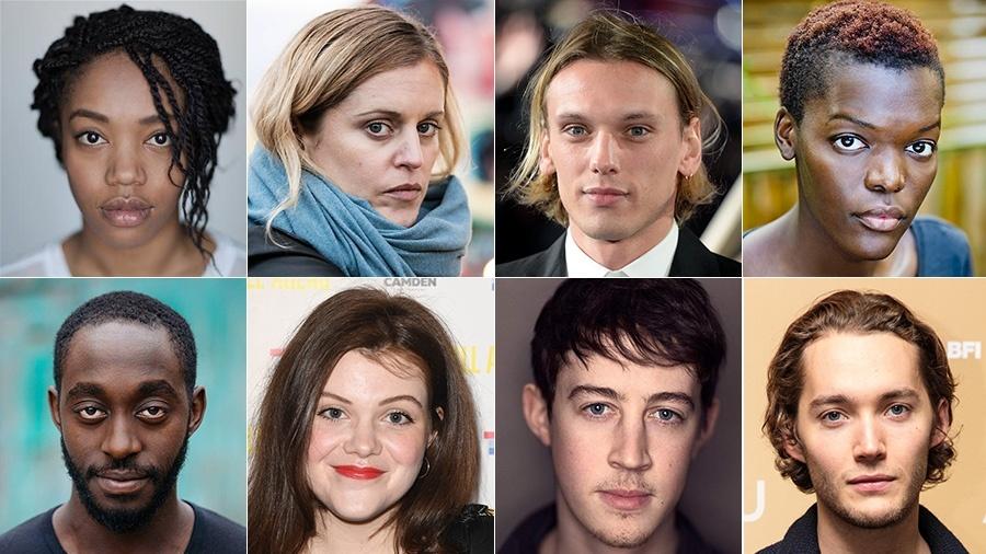 Os novos atores da derivada de "GoT" (em sentido horário, a partir da primeira foto da esquerda): Naomi Ackie, Denise Gough, Jamie Campbell Bower, Sheila Atim, Toby Regbo, Alex Sharp, Georgie Henley e Ivanno Jeremiah - Divulgação e Getty Images