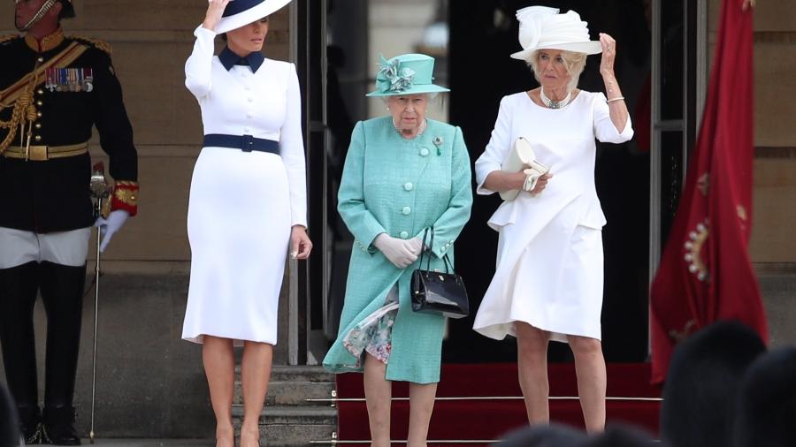 Melania Trump, a rainha Elizabeth 2ª e Camilla, a duquesa da Cornualha - Reuters