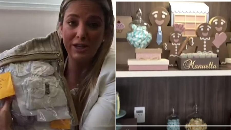 Ticiane Pinheiro mostra decoração do quarto da maternidade e roupinhas da filha recém-nascida, Manuella - Reprodução/YouTube