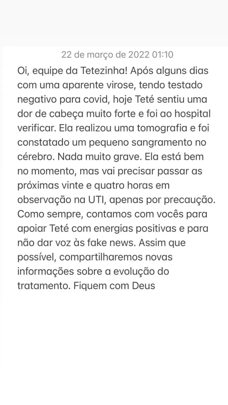 Comunicado equipe Sthe Matos - Reprodução/Instagram - Reprodução/Instagram