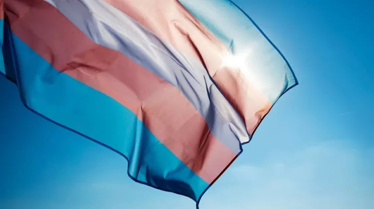 Bandeira trans contra sobre céu azul - Getty Images/iStockphoto - Getty Images/iStockphoto