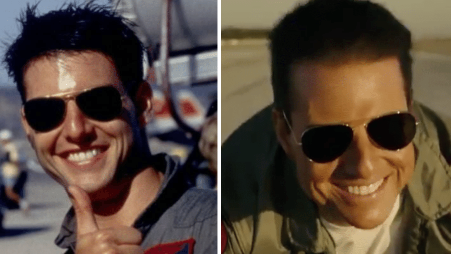 Tom Cruise nas duas versões de "Top Gun" - Divulgação