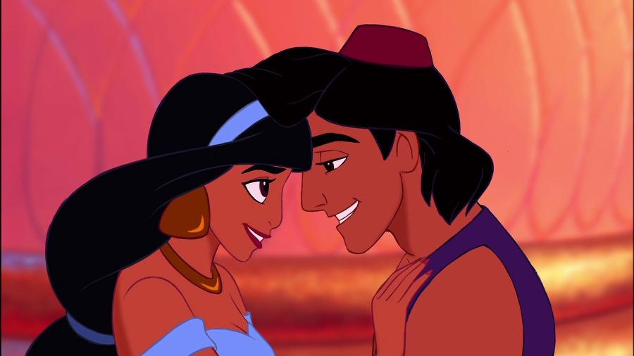 Aladdin e Jasmine em cena da animação de 1992 - Divulgação
