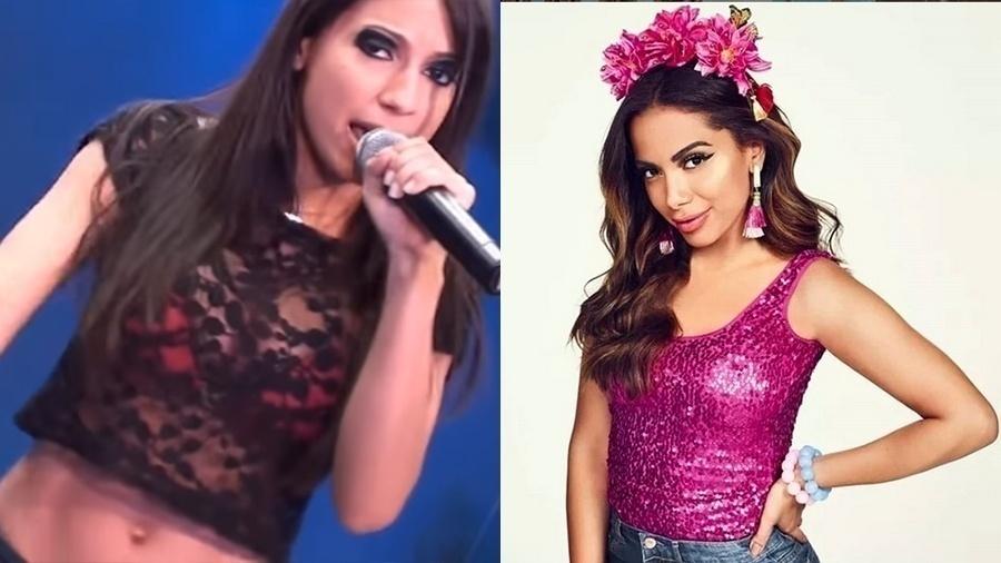 Antes e Depois: Anitta em 2012, aos 19 anos e em foto atual após plásticas no nariz. seios e preenchimento labial - Reprodução/Youtube e Reprodução/Instagram