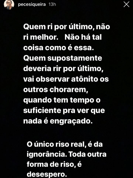 PC Siqueira publicou a mensagem após prestar depoimento - Reprodução / Instagram - Reprodução / Instagram