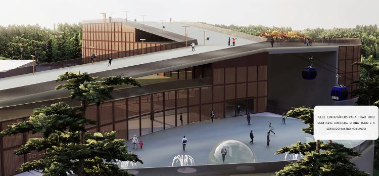 O projeto também inclui pista de patinação e domos para selfies com 'neve' - Divulgação - Divulgação