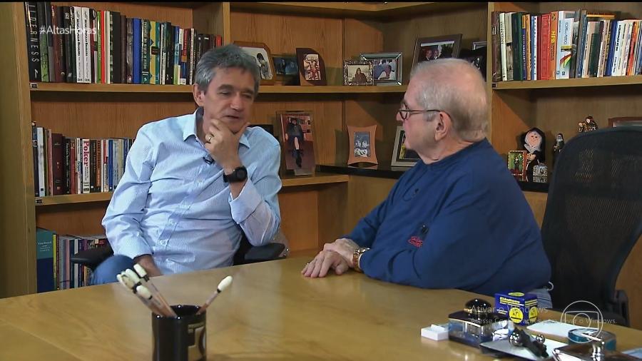 Jô Soares e Serginho durante entrevista que foi reprisada no "Altas Horas" - Reprodução/ Globoplay