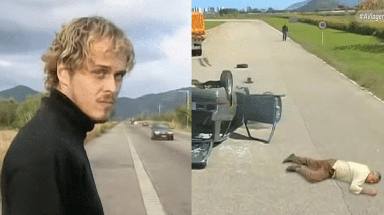 Alexandre (Guilherme Fontes) sorri após acidente que mata Otávio (Antonio Fagundes) em 'A Viagem' Alexandre (Guilherme Fontes) sorri após acidente que mata Otávio (Antonio Fagundes) em 'A Viagem'