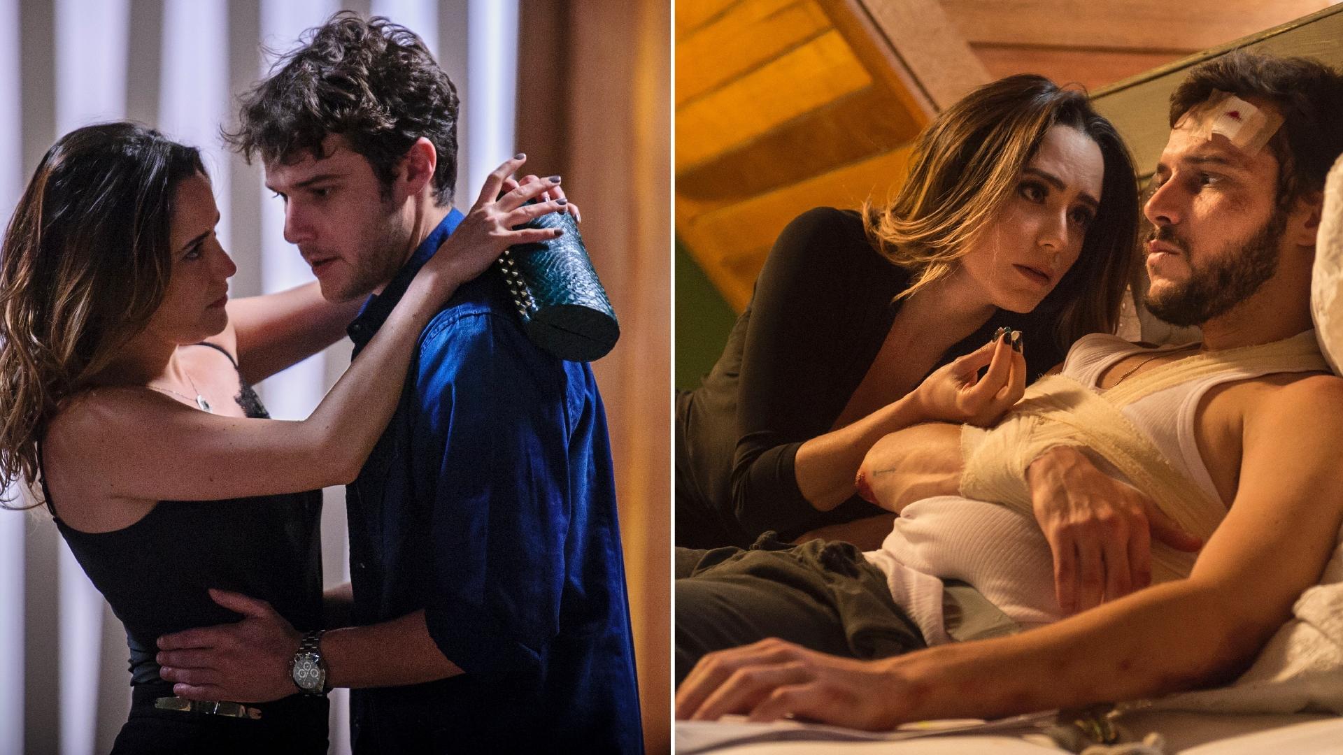 Como Bruna e Giovanni, Fernanda Vasconcellos e Jayme Matarazzo voltaram a contracenar em "Haja Coração". Os dois já haviam formado um casal na ficção em "Sangue Bom", como Malu e Maurício - Montagem UOL/divulgação