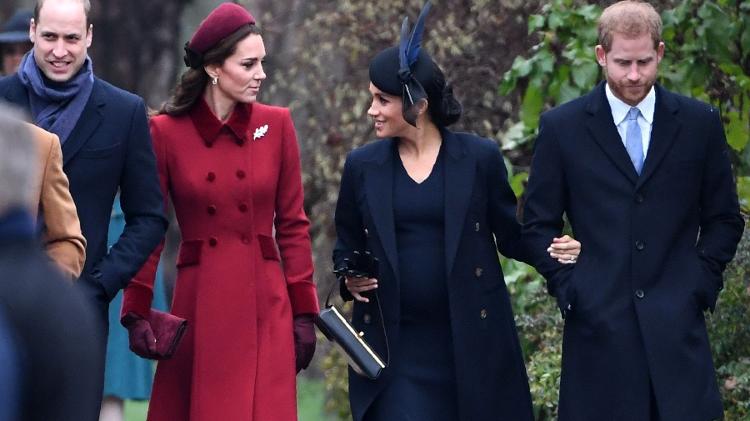 William, Kate, Meghan e Harry vão à missa de Natal - AFP - AFP
