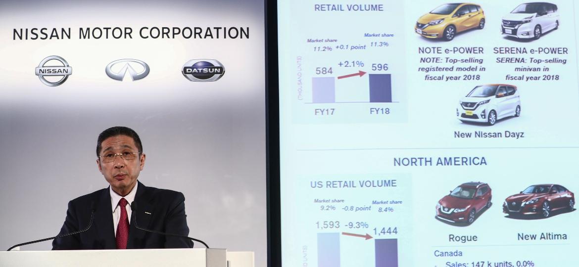 Hiroto Saikawa, CEO da Nissan, apresenta resultados financeiros na sede da companhia, em Yokohama (Japão) - Behrouz Mehri/AFP