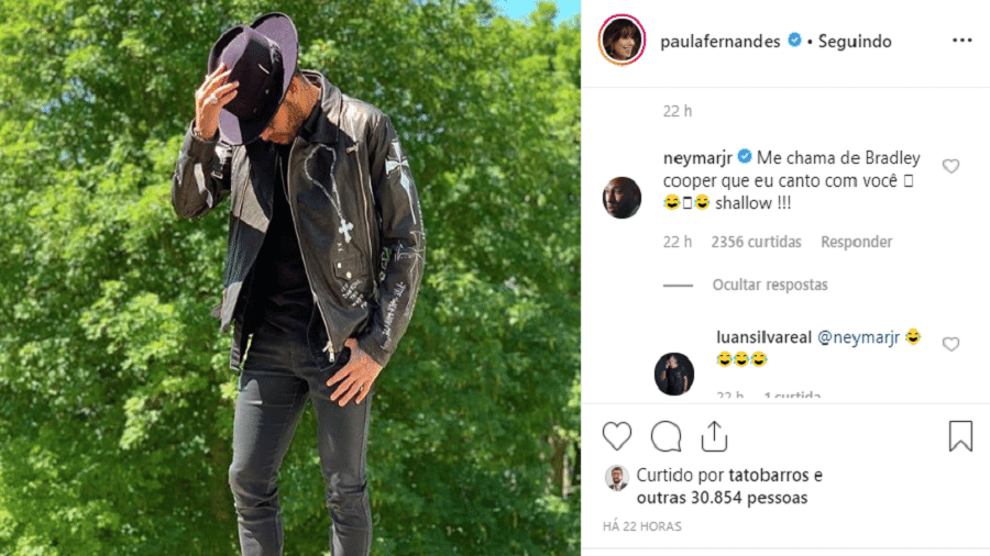 Neymar se oferece para cantar com Paula Fernandes em "Shallow" - Reprodução/Instagram
