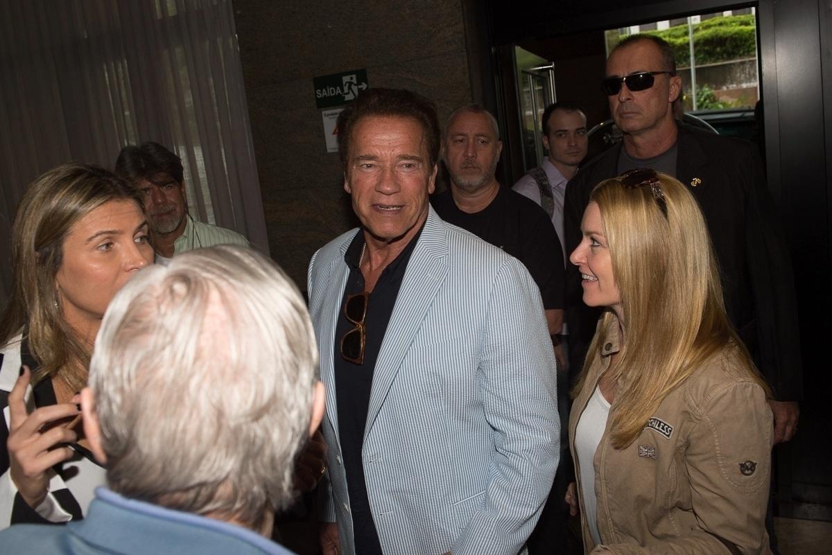 Arnold Schwarzenegger chegou na manhã desta sexta-feira no hotel Sheraton WTC, em São Paulo. Ele vem ao Brasil por causa do evento multiesportivo Arnold Classic South America, que vai até domingo na capital paulista - Francisco Cepeda/AgNews
