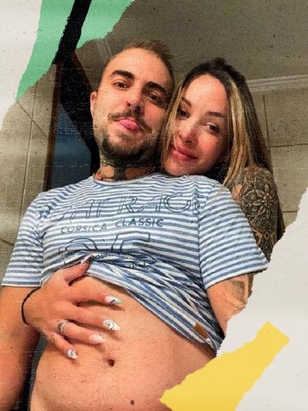 Roberto grávido nos primeiros meses ao lado de Erika - Arquivo pessoal - Arquivo pessoal