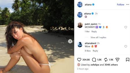 Zé Felipe curte foto de Aitana fazendo topless