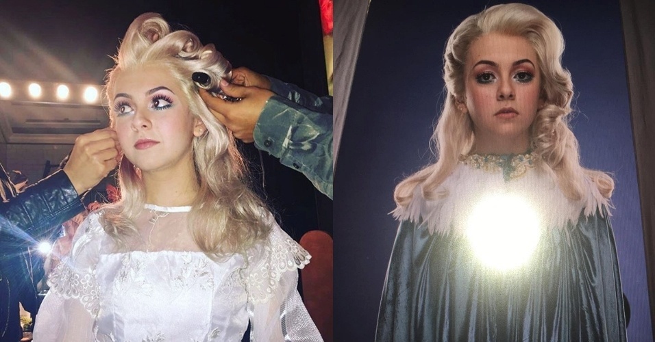 20.jun.2016 - Klara Castanho apareceu com o visual platinado em uma foto publicada no Instagram na noite desta segunda-feira. A atriz de 15 anos vai interpretar a princesa Mary Jane no espetáculo "O Aprendiz de Feiticeiro" que estreia em julho. Apesar de não revelar se está usando uma peruca - já que em outras fotos da montagem ela aparece com os cabelos castanhos e curtos - os fãs aprovaram a mudança - Reprodução/Instagram