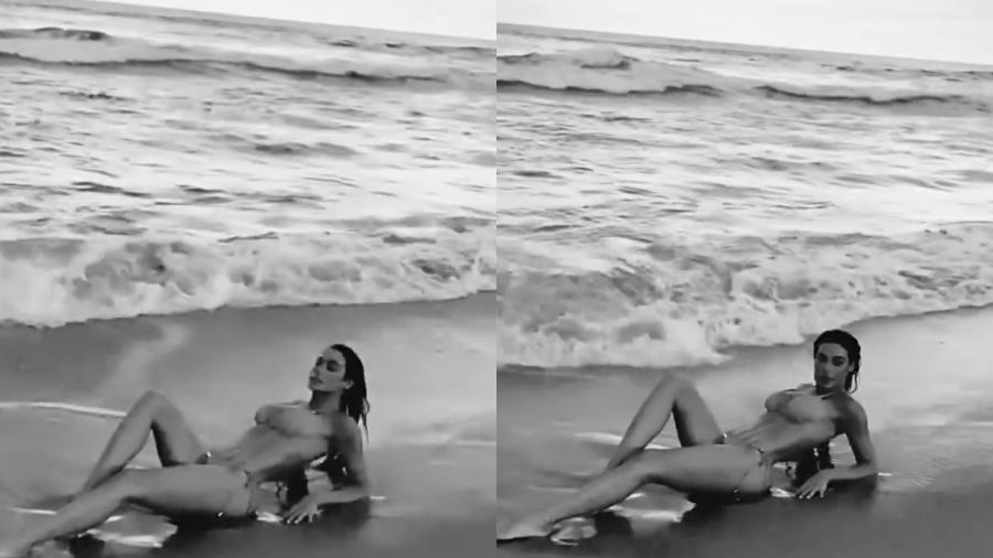 Miss Brasil Julia Gama grava vídeo e faz fotos em Maresias, litoral de São Paulo - Reprodução/ Instagram @juliawgama