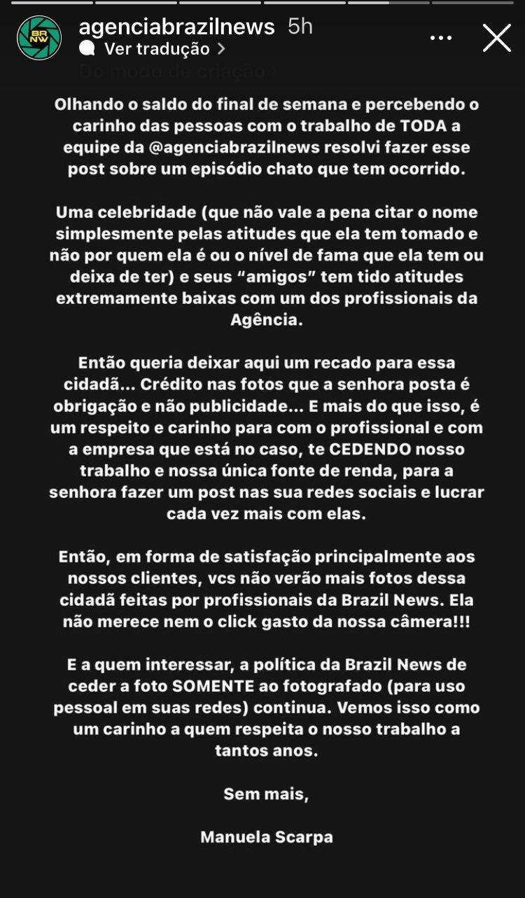 Agência Brazil News se pronuncia após suposta agressão - Reprodução/Instagra - Reprodução/Instagra