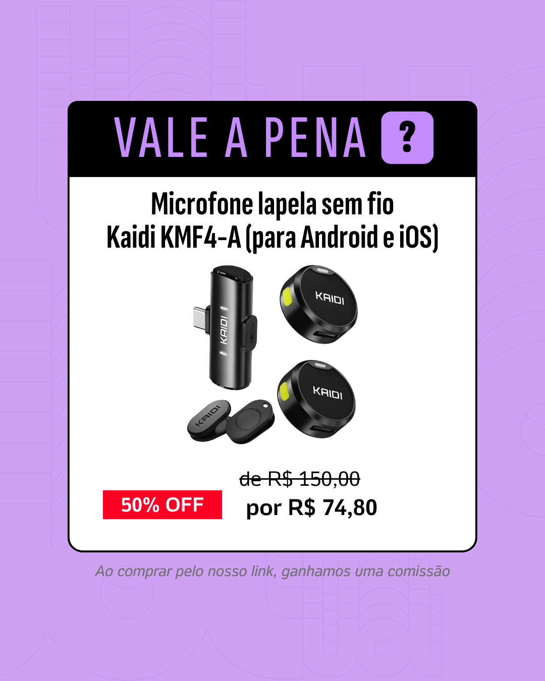 11.05.26 - Guia de Compras UOL - Microfone lapela sem fio Kaidi KMF4-A (para Android e iOS)