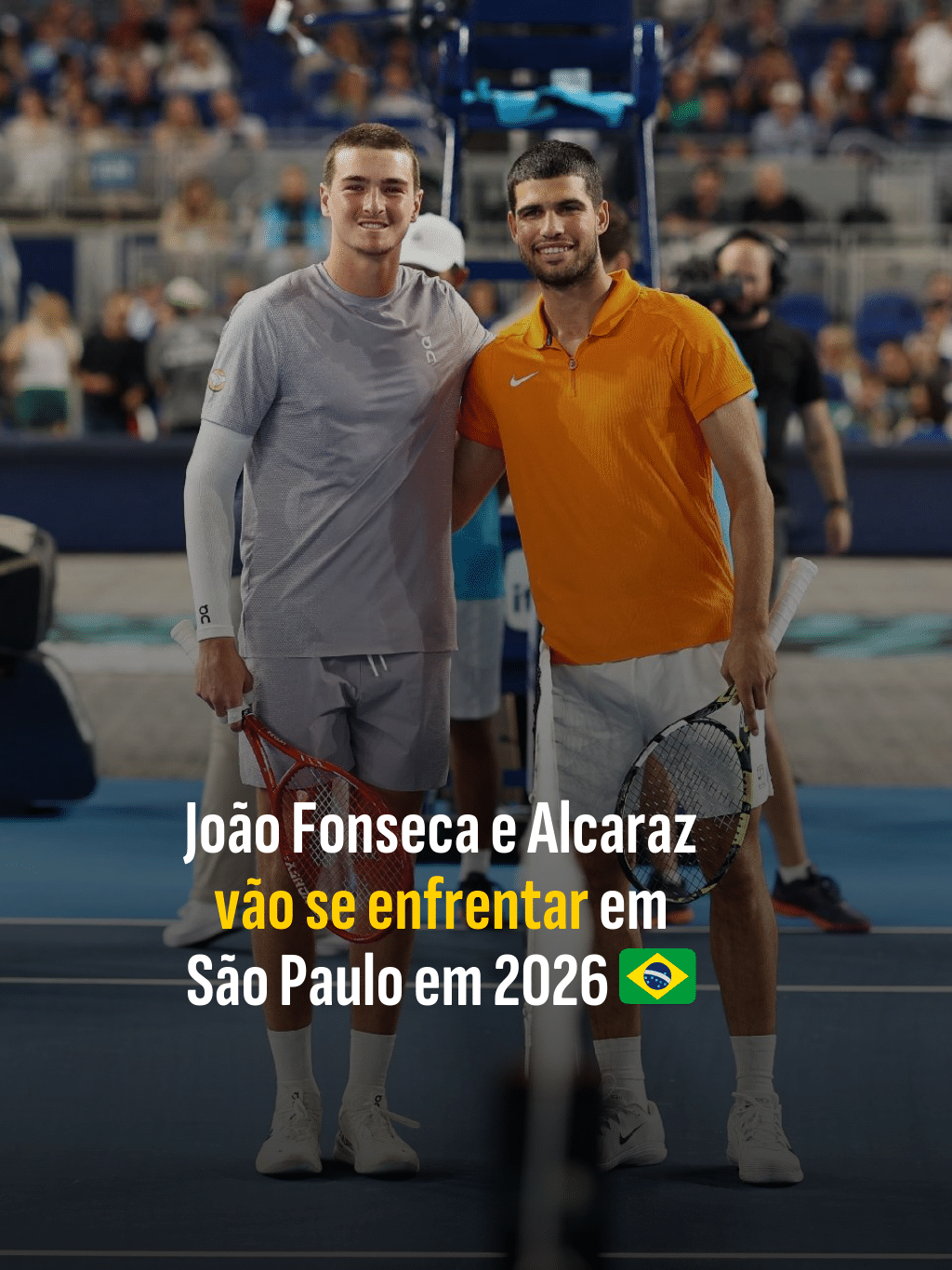 João Fonseca e Alcaraz vão se enfrentar em São Paulo em 2026