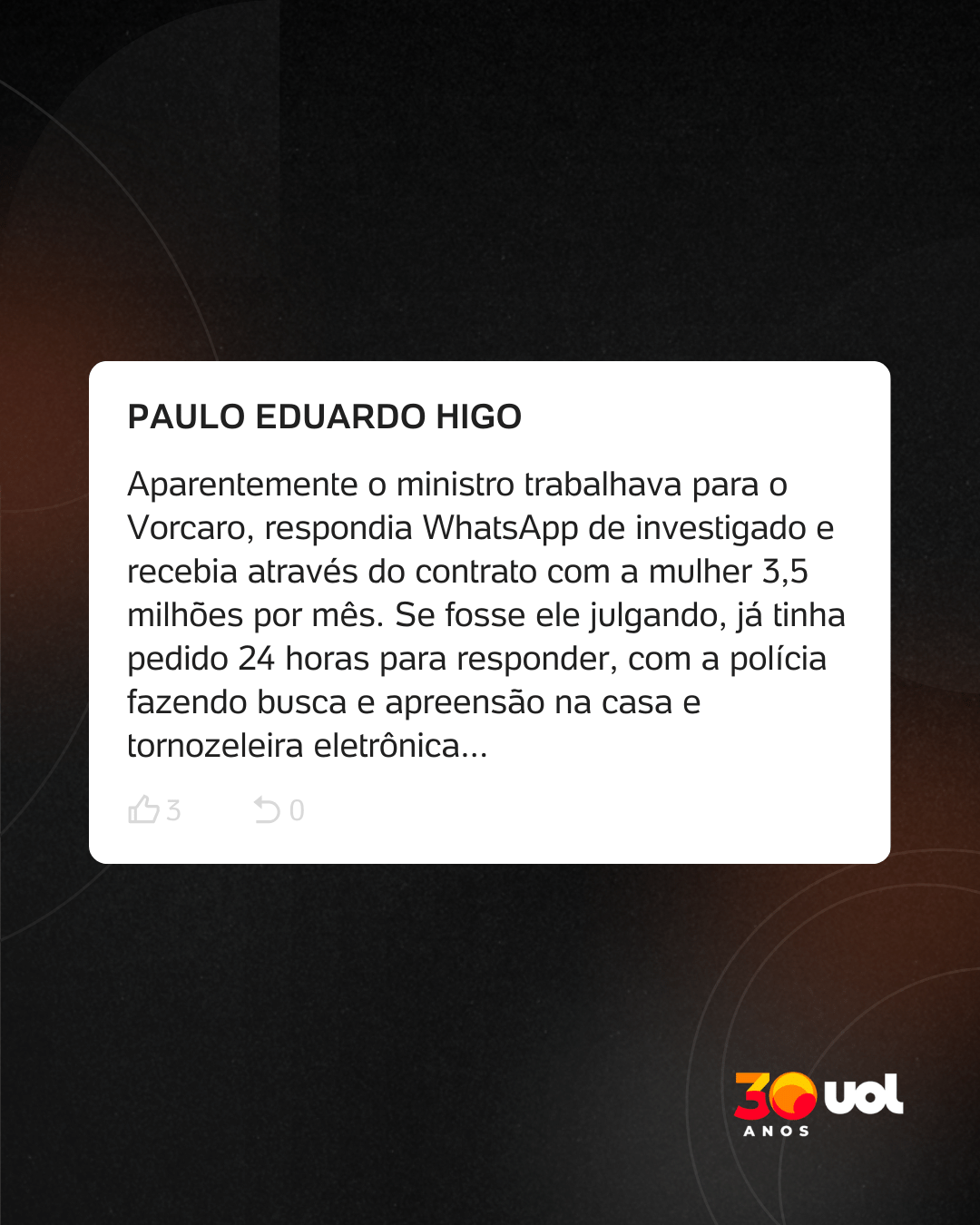 Comentário de PAULO EDUARDO HIGO - undefined
