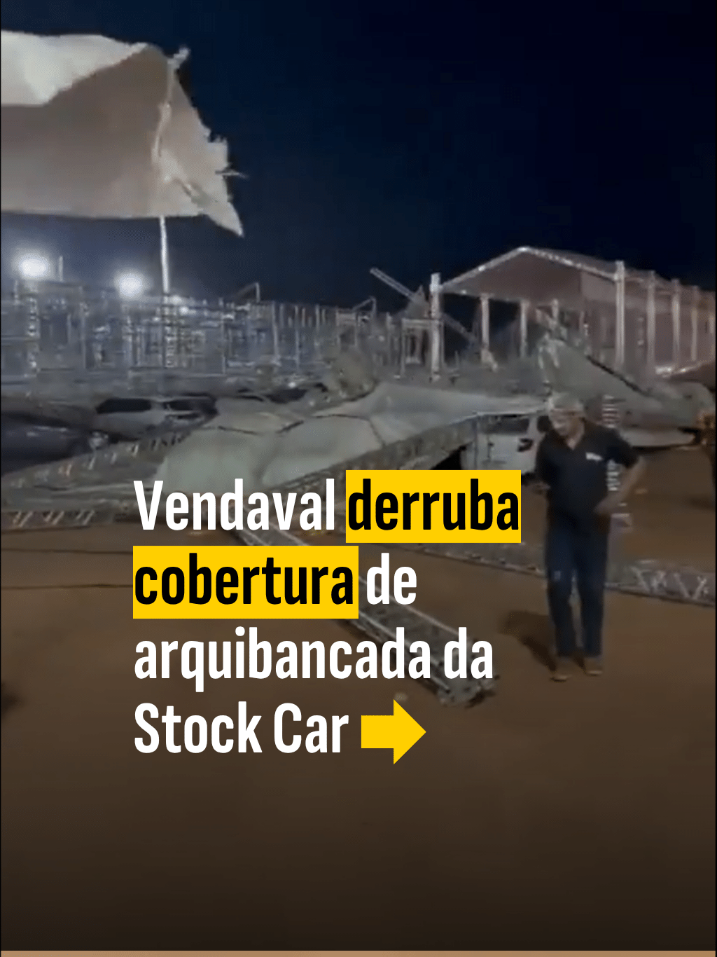 Vendaval derruba cobertura de arquibancada da Stock Car em MT; veja
