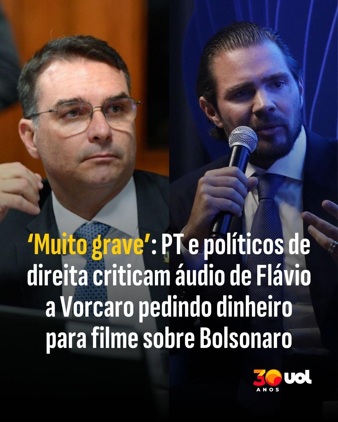 ?Muito grave?: PT e políticos de direita criticam áudio de Flávio a Vorcaro pedindo dinheiro para filme sobre Bolsonaro - undefined