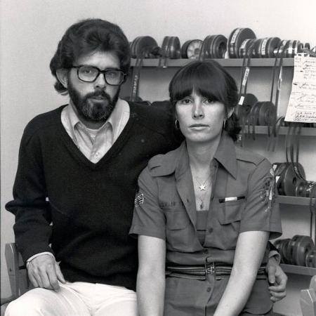 Marcia e George Lucas em uma mesa de montagem - Imagem: Reprodução/Kodak