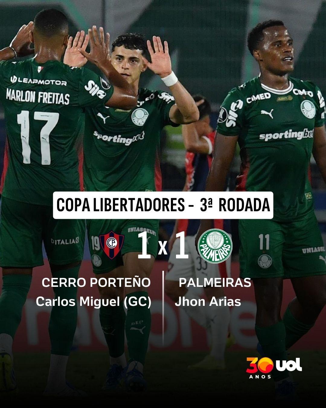 Palmeiras cede empate ao Cerro Porteño com gol contra na Libertadores