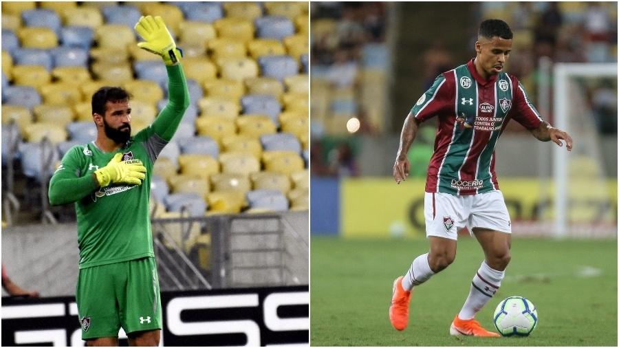 O goleiro Muriel e o volante Allan, hoje no Fluminense, são crias das categorias de base do Fluminense - Colagem de fotos de Mailson Silva / Fluminense e Lucas Merçon / Fluminense
