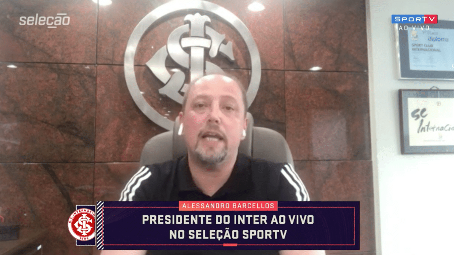 Presidente do Internacional, Alessandro Barcellos, em entrevista ao "Seleção Sportv" - Reprodução / Sportv