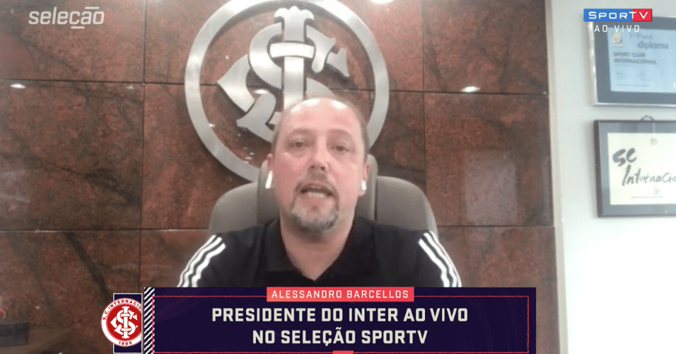 Presidente do Internacional, Alessandro Barcellos, em entrevista ao 'Seleção Sportv'