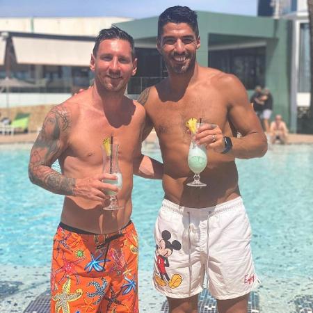 Messi e Suárez aproveitando as férias juntos - Reprodução: Instagram Messi