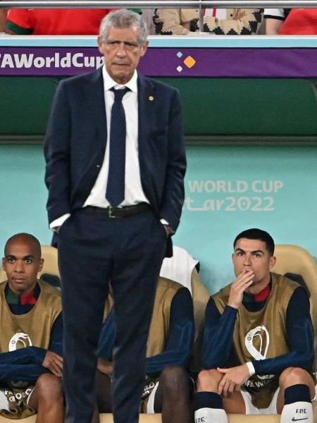 Fernando Santos, treinador de Portugal, durante partida contra Marrocos na Copa - ALBERTO PIZZOLI / AFP