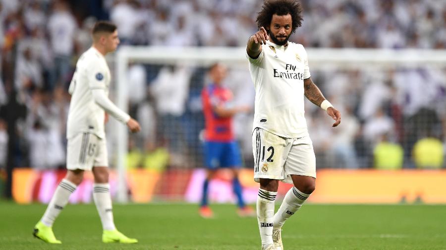 Marcelo comemora gol do Real Madrid sobre o Viktoria Pilsen - Denis Doyle/Getty Images