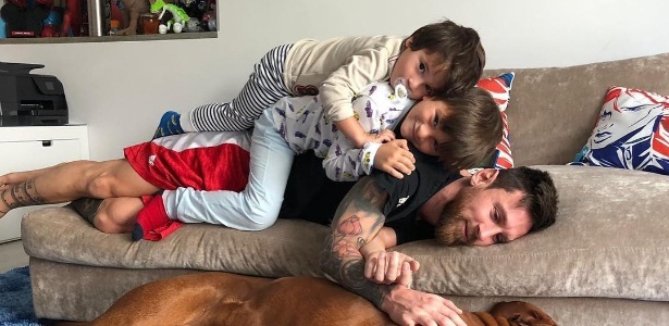 Messi com os filhos Thiago e Mateo - Reprodução/Instagram