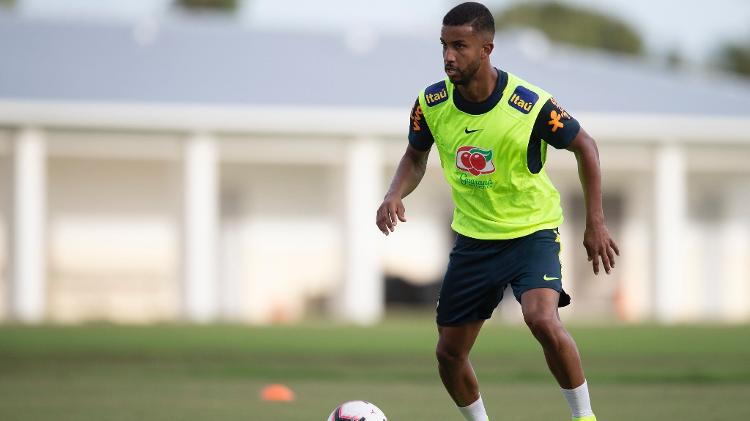 Jorge, lateral-esquerdo do Santos, durante treino da seleção brasileira em uma escola nos EUA - Lucas Figueiredo/CBF - Lucas Figueiredo/CBF