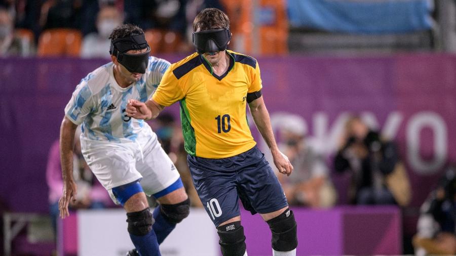 Ricardinho, durante final do futebol de 5 entre Brasil e Argentina - OIS/Joel Marklund