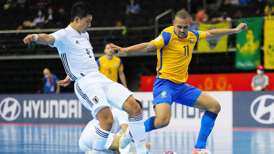 Brasil e Japão em jogo das oitavas de final da Copa do Mundo de Futsal -  Angel Martinez - FIFA / Colaborador / Getty Images