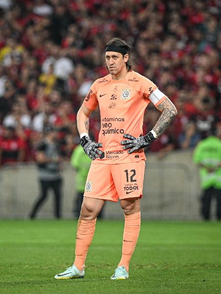 Cássio, do Corinthians, lamenta gol de Pedro em jogo contra o Flamengo pela Copa do Brasil - ALEXANDRE NETO/PHOTOPRESS/ESTADÃO CONTEÚDO