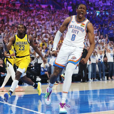Jalen Williams, durante jogo 5 das finais da NBA - Matthew Stockman/Getty Images