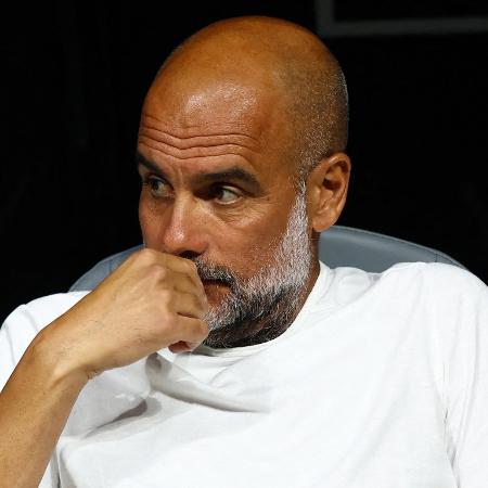 Pep Guardiola, técnico do Manchester City, durante jogo no Mundial de Clubes Pep Guardiola, técnico do Manchester City, durante jogo no Mundial de Clubes