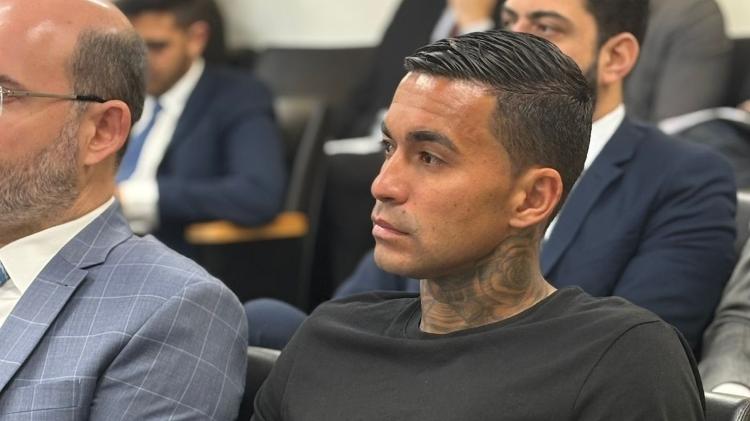 Dudu, do Atlético-MG, durante julgamento no STJD