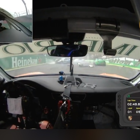 Acidente na largada da Porsche Cup, em Interlagos - Reprodução/Porsche Cup