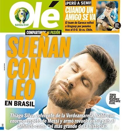 Copa do jornal Olé sobre Brasil x Argentina  - Reprodução/Olé