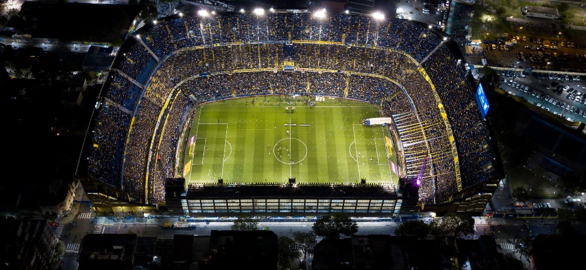 Vista aérea da Bombonera durante superclássico entre Boca Juniors e River Plate, na Copa Libertadores 2019 - Tomas Cuesta / AFP