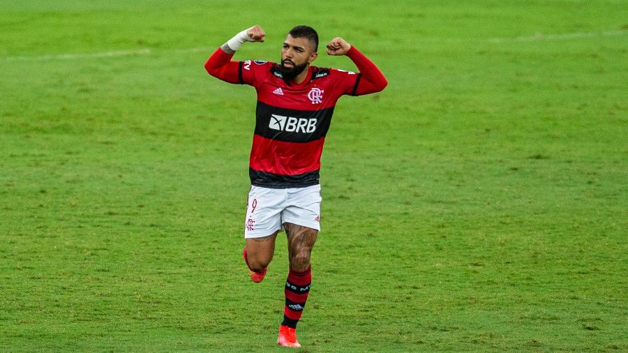 Atacante do Flamengo, Gabigol comemora gol sobre o La Calera, do Chile, pela Libertadores - Marcelo Cortes / Flamengo